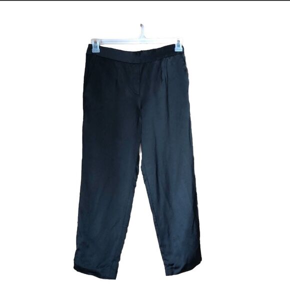 Babaton Atelier Pleated Satin Pull-On Crop Ankle Trousers - 6 - Picture 1 of 13